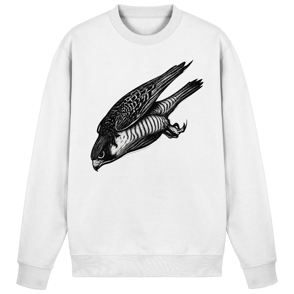 Swift Dive sweatshirt in Arctic White with a diving falcon – Arvenzo