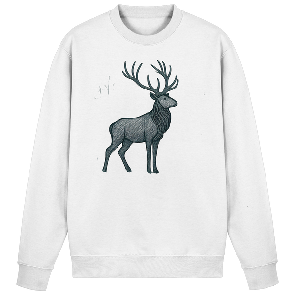 Mist Crown sweatshirt in Arctic White with a stag deer – Arvenzo