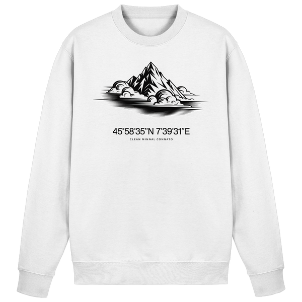 Summit Point sweatshirt in Arctic White with a Matterhorn print with GPS coordinates – Arvenzo