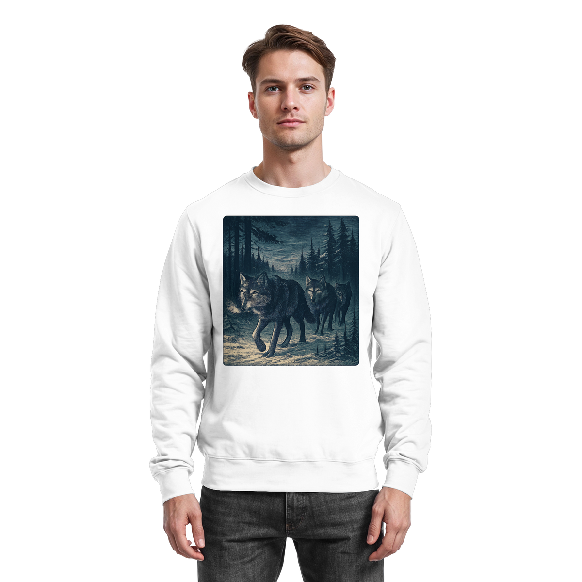 Arvenzo Pack North sweatshirt in Arctic White, front view showcasing a casual, cozy sweatshirt with a simple design.