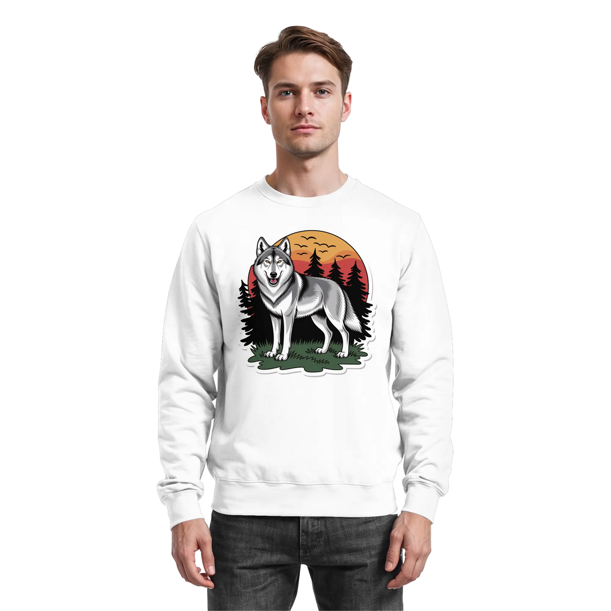 Arvenzo Lone Dusk sweatshirt in Arctic White, front view showing a casual, comfortable sweatshirt with a simple design.