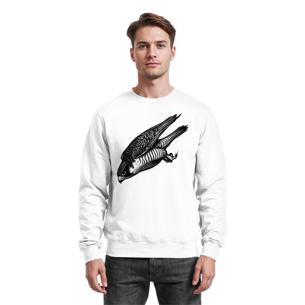 Swift Dive sweatshirt in Arctic White with a diving falcon – Arvenzo