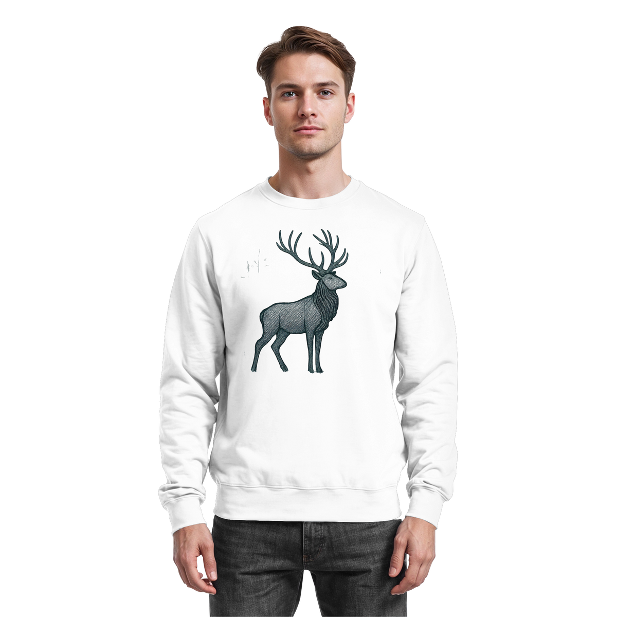 Arvenzo Mist Crown Sweatshirt in Arctic White showing the front view with a minimalist design and comfortable fit.