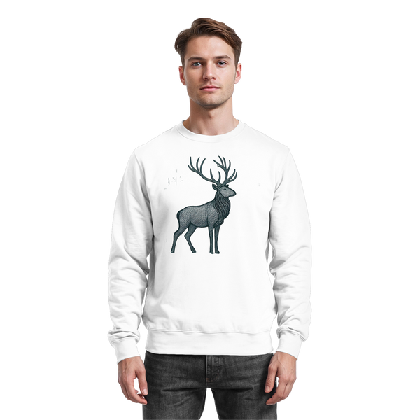 Mist Crown sweatshirt in Arctic White with a stag deer – Arvenzo