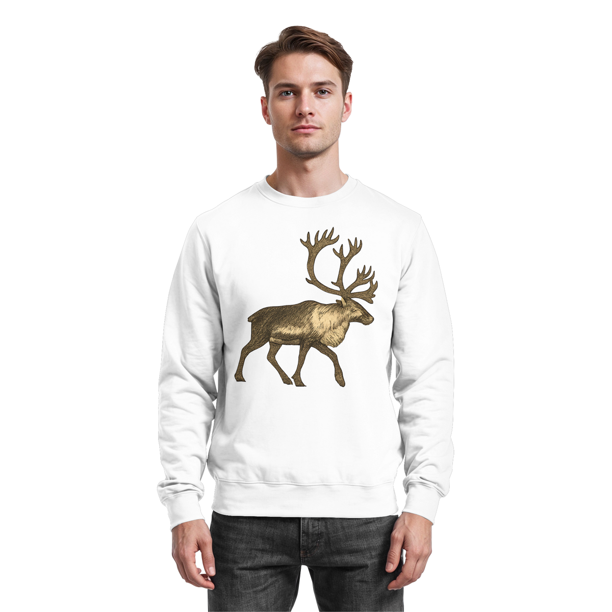 Arvenzo Tundra Walk sweatshirt in arctic white with a front design, made of comfortable fabric, casual style for everyday wear.
