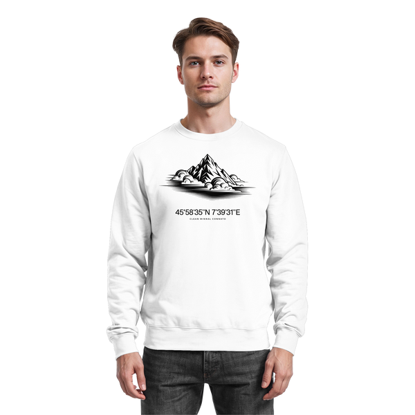 Summit Point sweatshirt in Arctic White with a Matterhorn print with GPS coordinates – Arvenzo