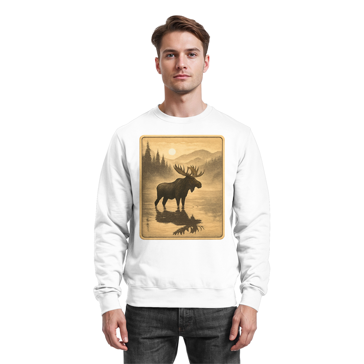 Arvenzo Calm Shore sweatshirt in Arctic White, front view showing a cozy, casual sweatshirt with a simple design and soft fabric.