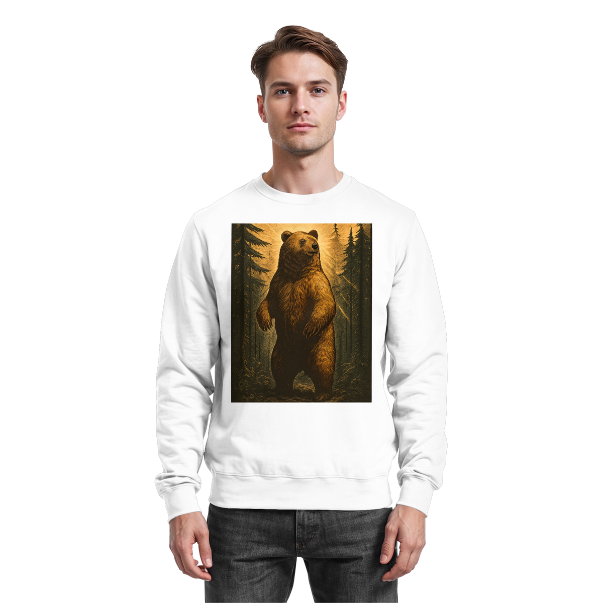 Arvenzo Deep Timber Sweatshirt in Arctic White, front view showcasing a casual, comfortable sweatshirt with a simple design.