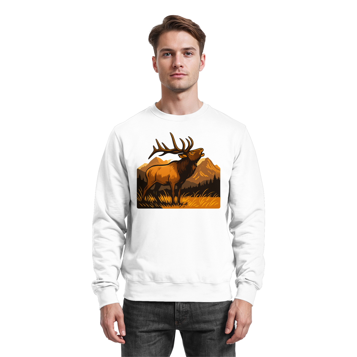 Arvenzo Elk Meadow Sweatshirt in Arctic White, front view showing a cozy, casual sweatshirt with a simple design.