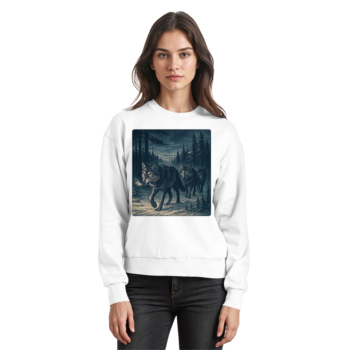 Arvenzo Pack North sweatshirt in Arctic White, front view showing a basic crewneck sweatshirt with a clean, minimalist design.