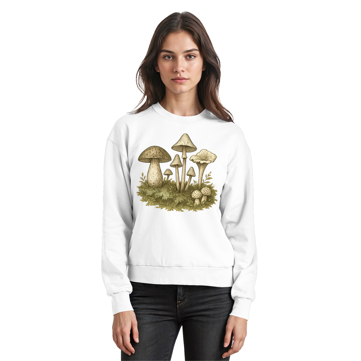 Arvenzo Forest Floor Sweatshirt in Arctic White with a simple front view, showcasing a cozy casual sweatshirt design.