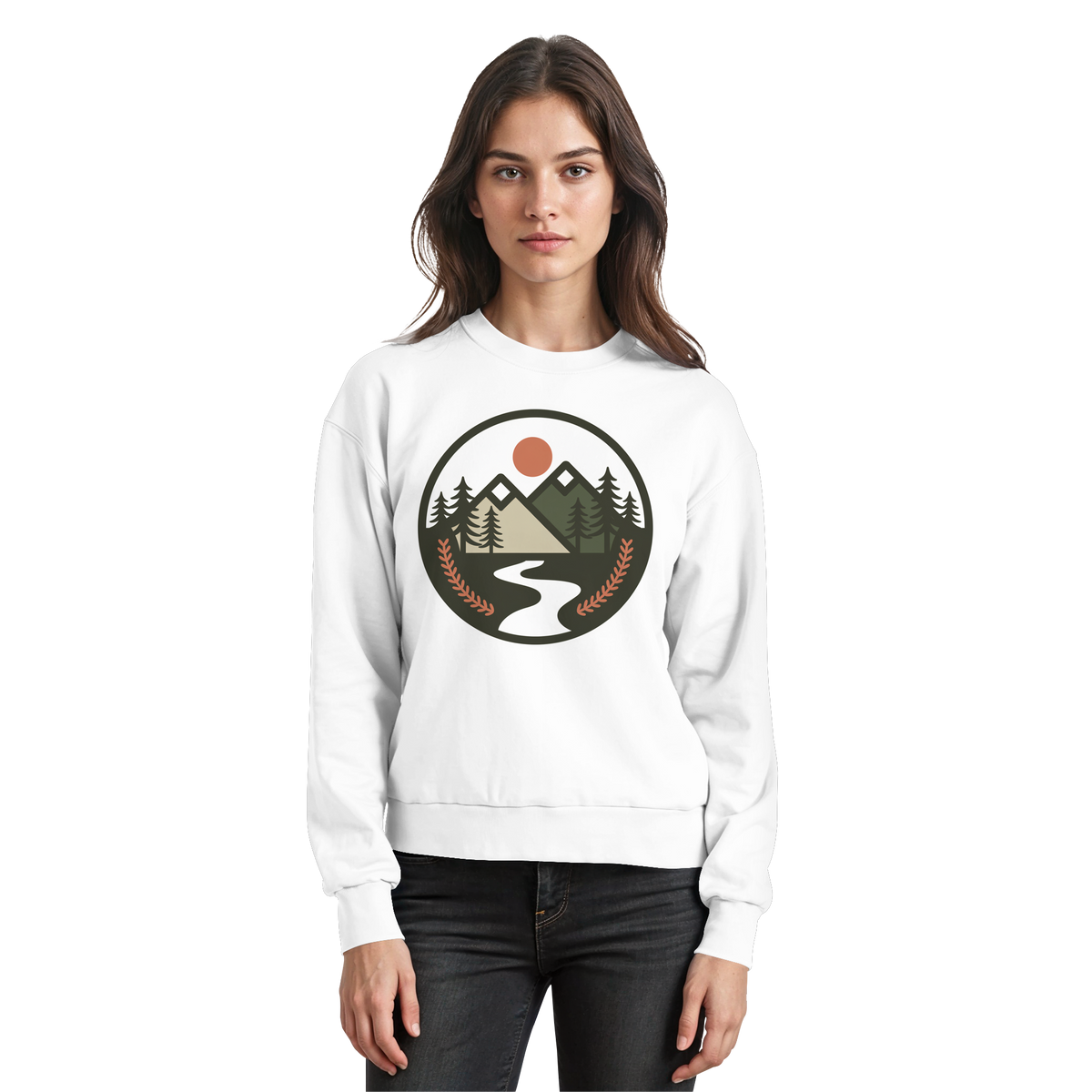 Arvenzo Open Ground sweatshirt in Arctic White, front view showing a casual, basic sweatshirt with a clean design.