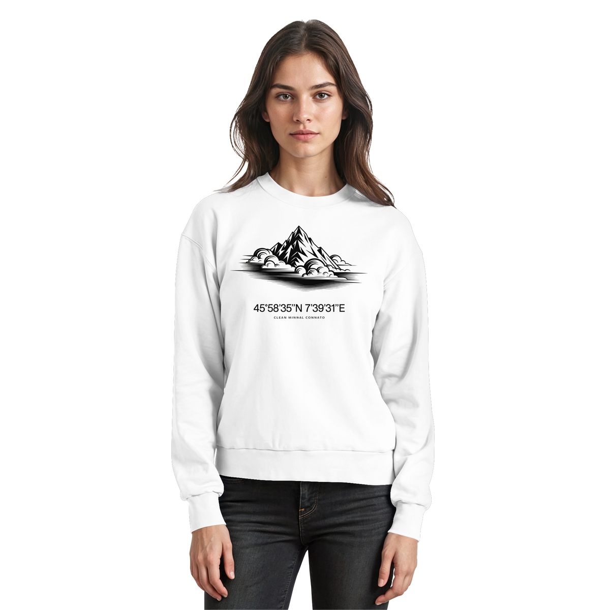 Arvenzo Summit Point sweatshirt in arctic white, front view showing a casual, comfortable sweatshirt with a simple design.