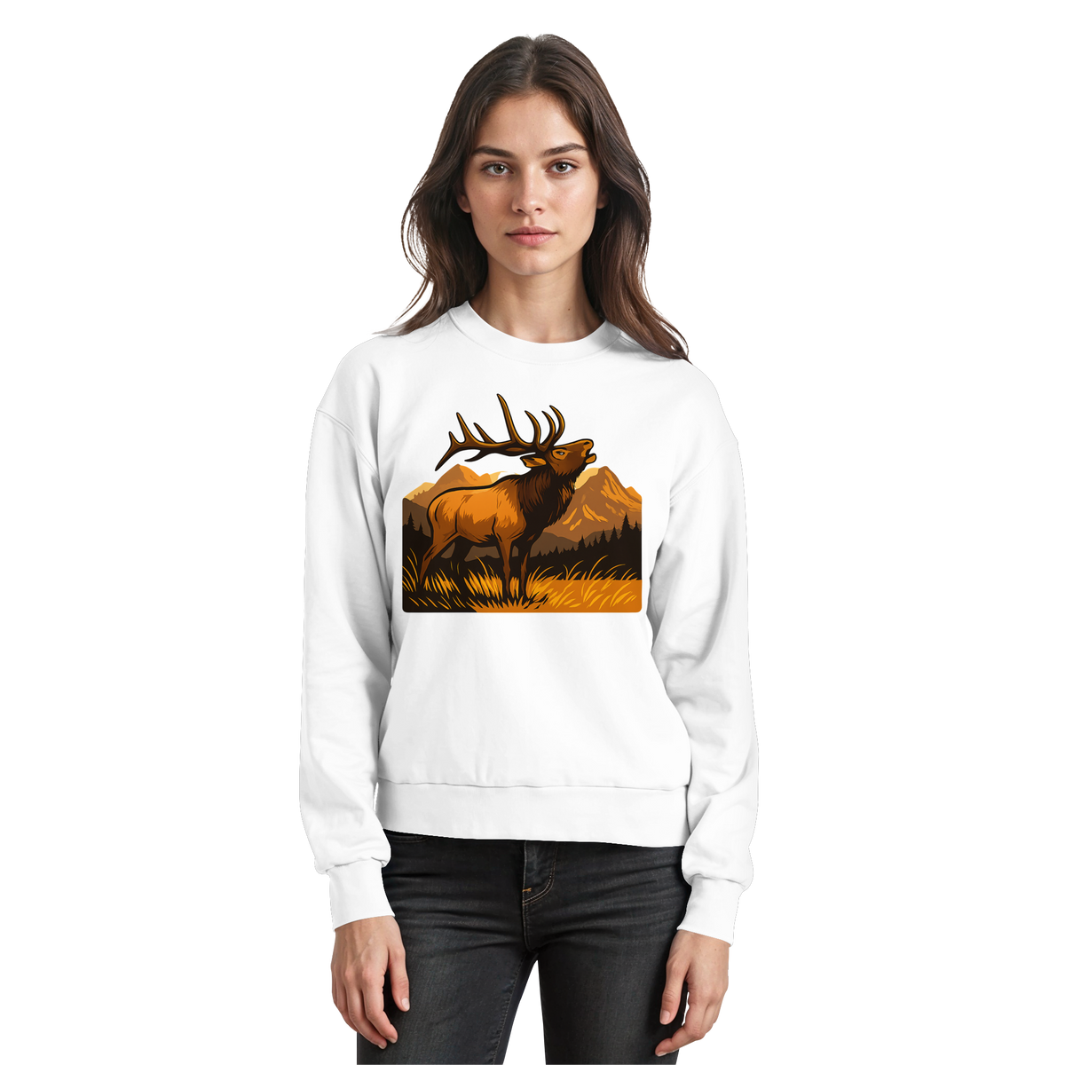 Arvenzo Elk Meadow sweatshirt in Arctic White, front view showing a cozy, casual sweatshirt with a simple design.