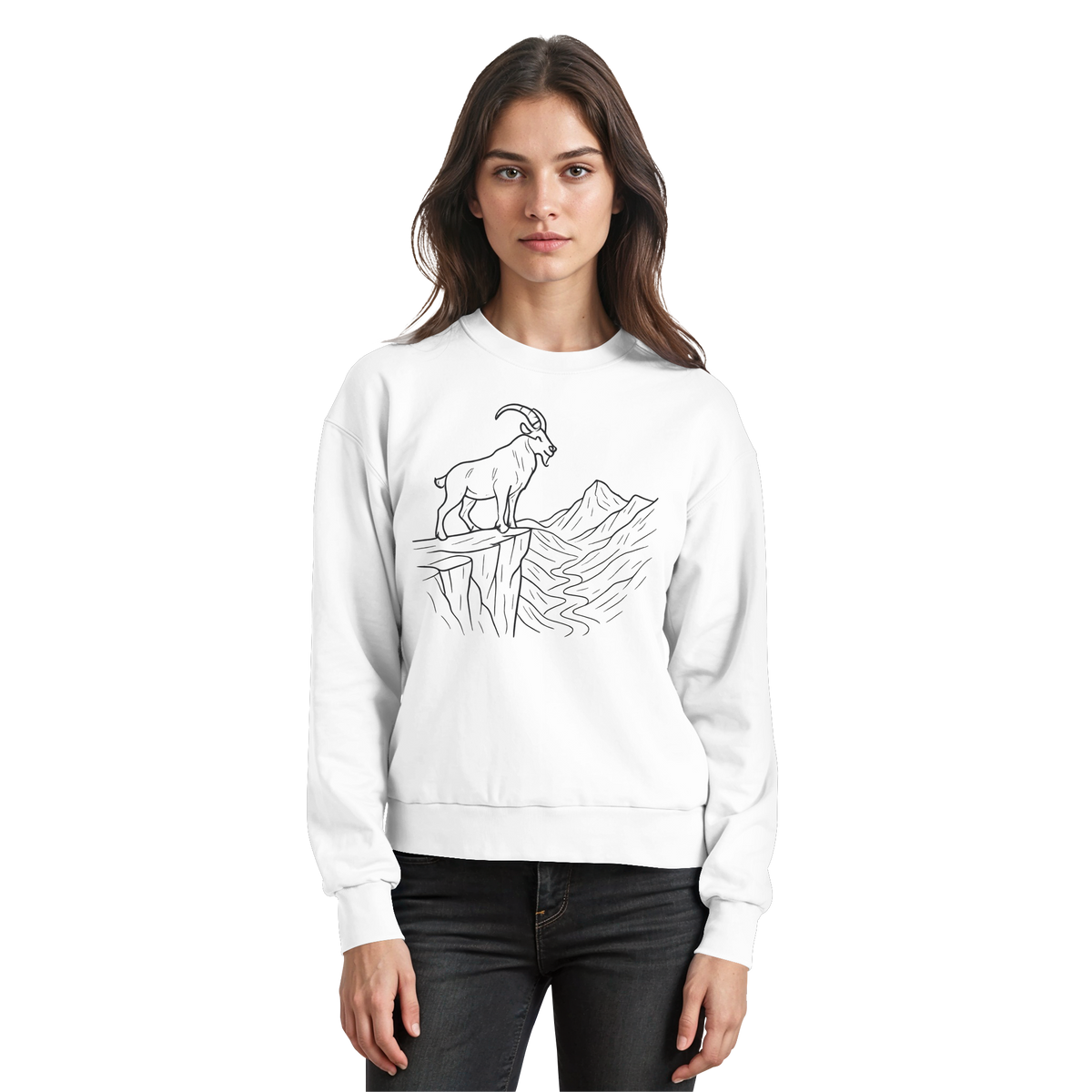 Arvenzo Cliff Edge Sweatshirt in arctic white front view, casual sweatshirt with a simple design, made from soft fabric.