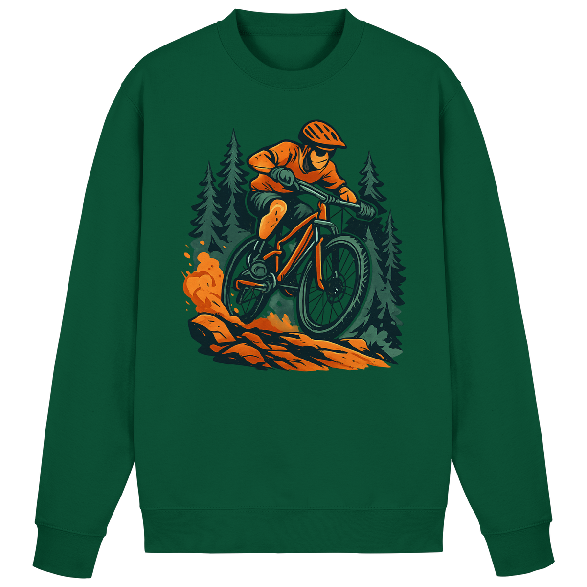 Arvenzo Dirt Rush sweatshirt in bottle green, front view showing classic crewneck design and comfortable fit.