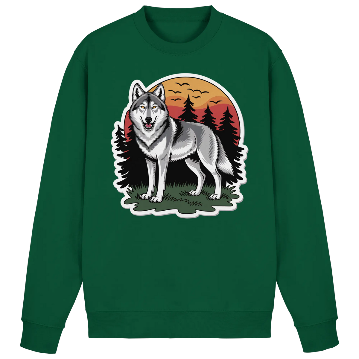 Bottle green Arvenzo Lone Dusk sweatshirt displayed from the front, showing its simple, casual design and comfortable fit.