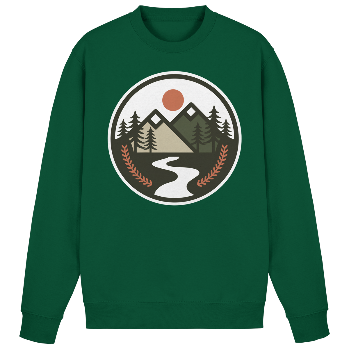 Arvenzo Open Ground sweatshirt in bottle green, front view showing a classic crewneck design and soft fabric texture.
