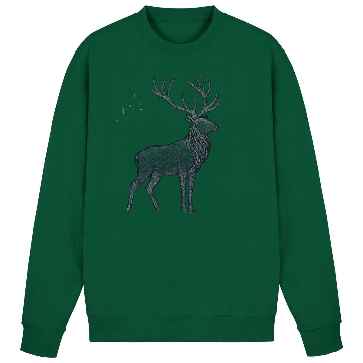 Bottle green Arvenzo Mist Crown sweatshirt shown from the front, featuring a classic crewneck design and soft fabric.