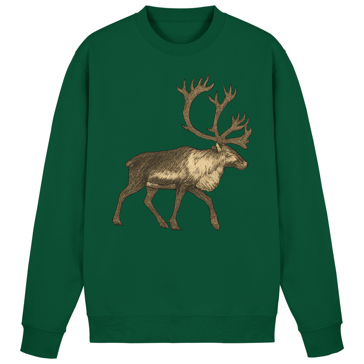 Arvenzo Tundra Walk sweatshirt in bottle green, front view showing classic crewneck design and soft fabric texture.