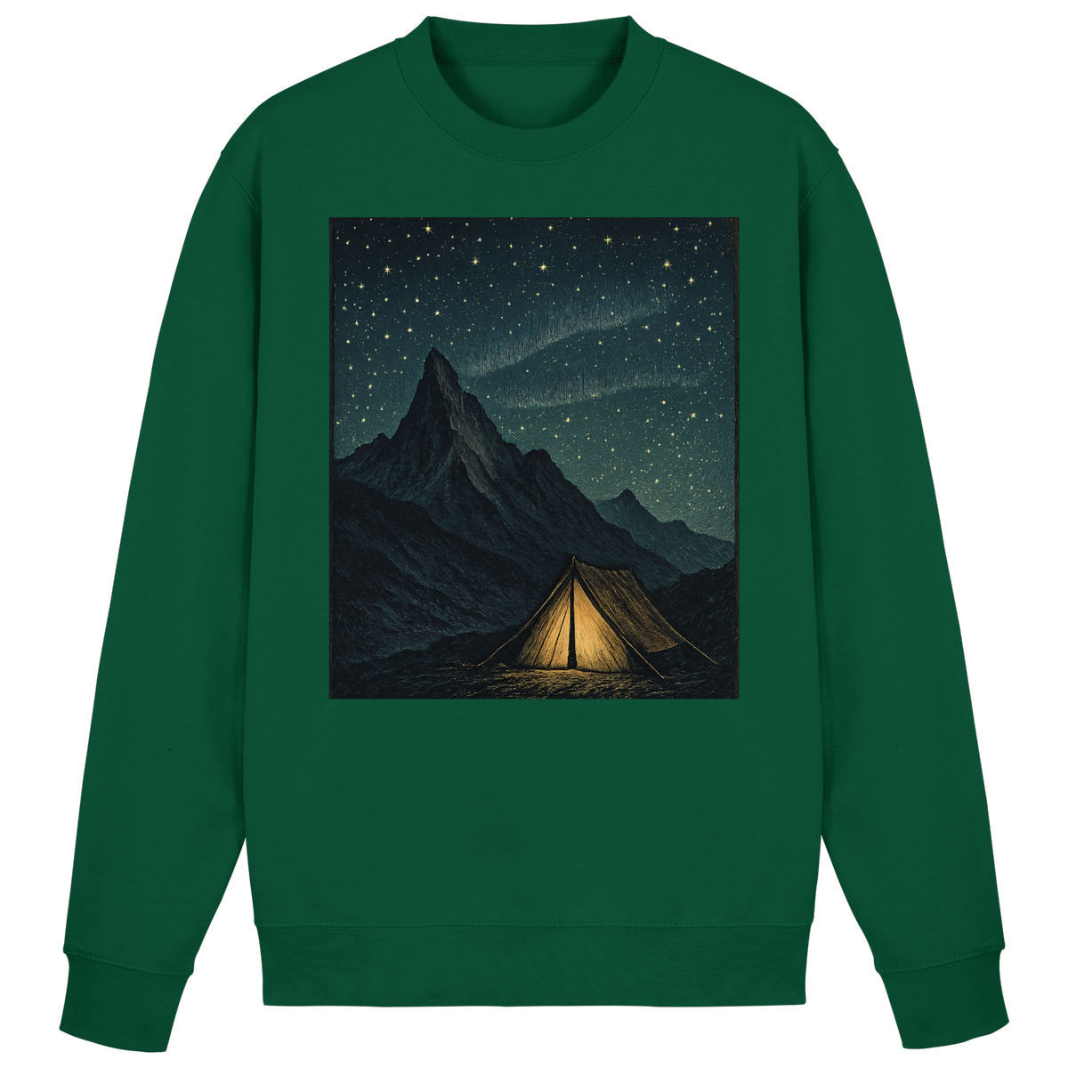 Arvenzo North Light Sweatshirt in bottle green, front view showing classic crewneck design and soft fabric texture.
