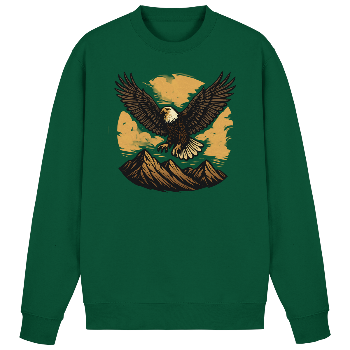 Arvenzo Iron Wing sweatshirt in bottle green, front view showing a minimalist design on a casual sweatshirt.