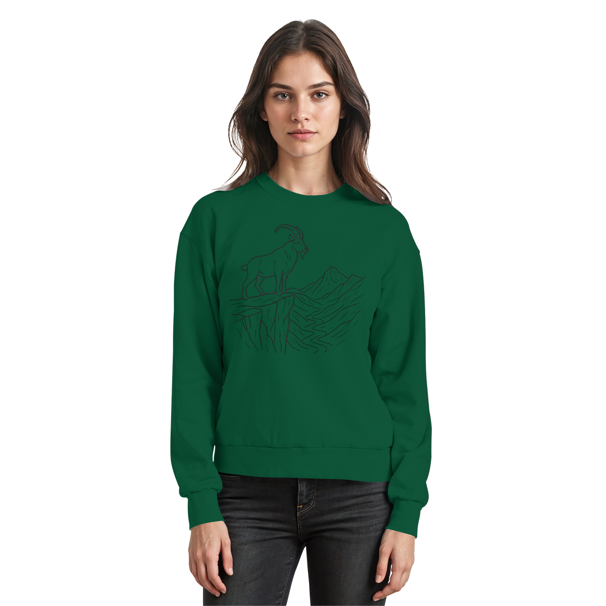 Arvenzo Cliff Edge sweatshirt in bottle green, front view showing a casual sweatshirt with a simple design and comfortable fit.