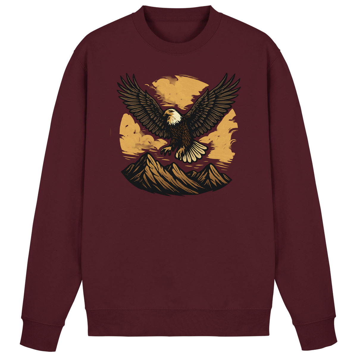 Arvenzo Iron Wing Burgundy sweatshirt showing a front view with a minimalist iron wing logo on the chest.