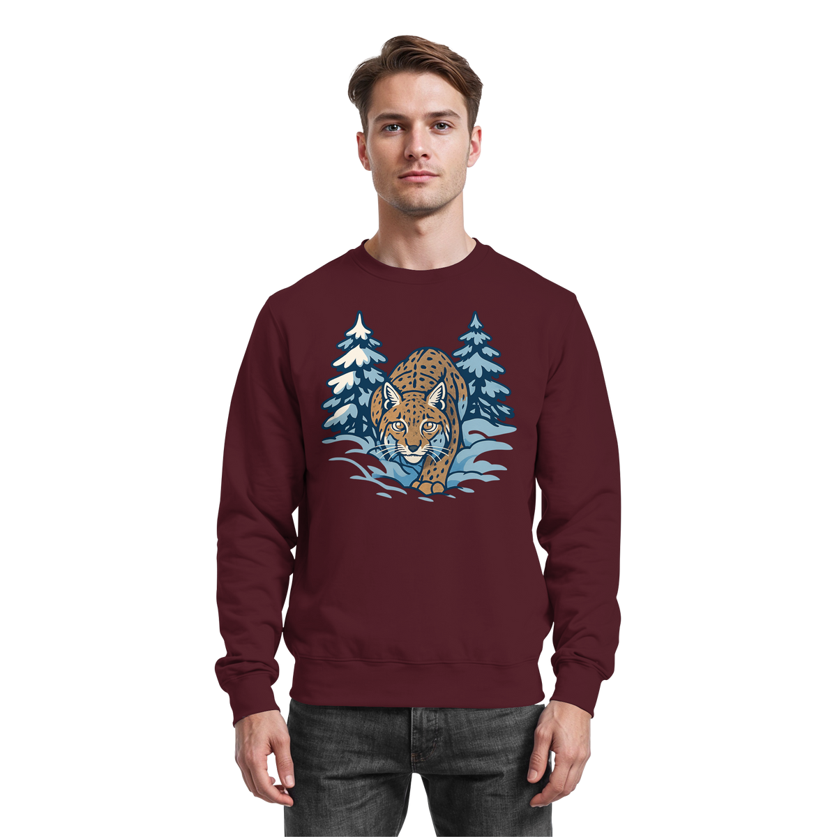 Arvenzo Snow Lynx sweatshirt in burgundy with a front basic design, made from soft fabric, casual fit, ideal for everyday wear.