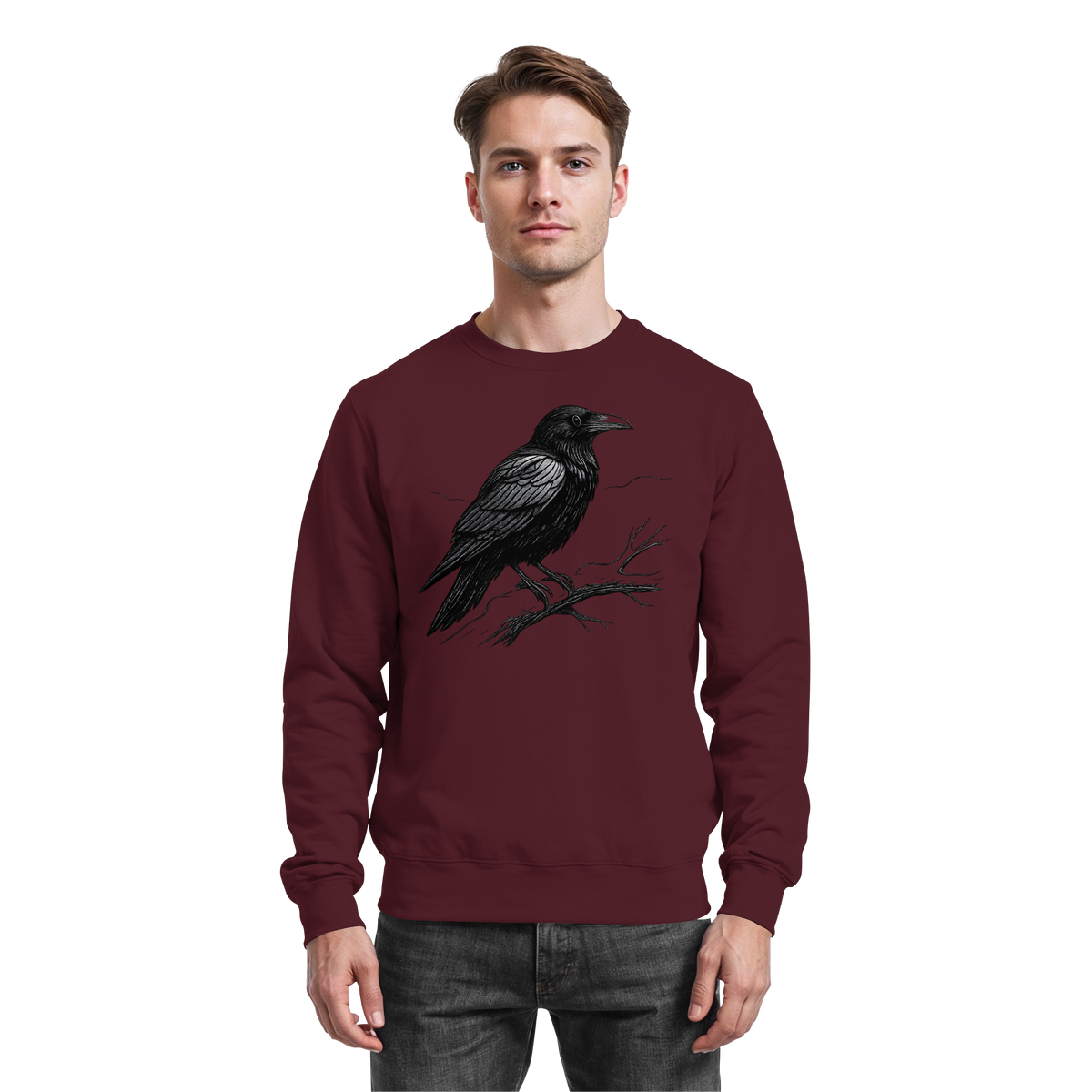 Dark burgundy Arvenzo sweatshirt with a simple front design, featuring a relaxed fit and soft fabric.