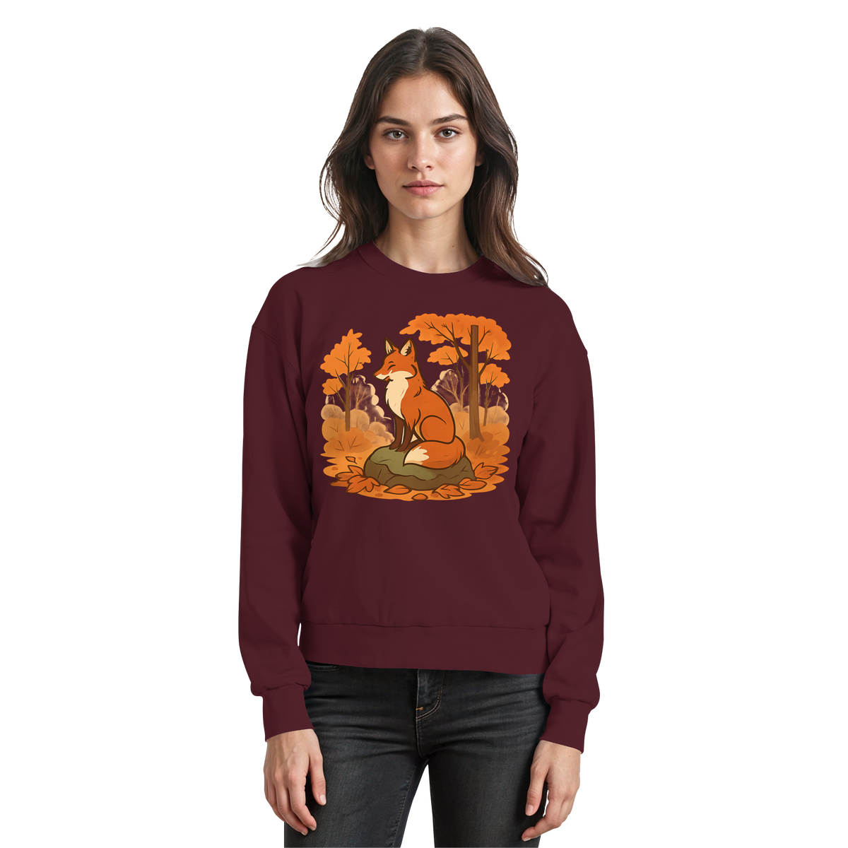 Arvenzo Ember Trail sweatshirt in burgundy, front view showing a cozy, casual fit with a classic crew neck and soft fabric.