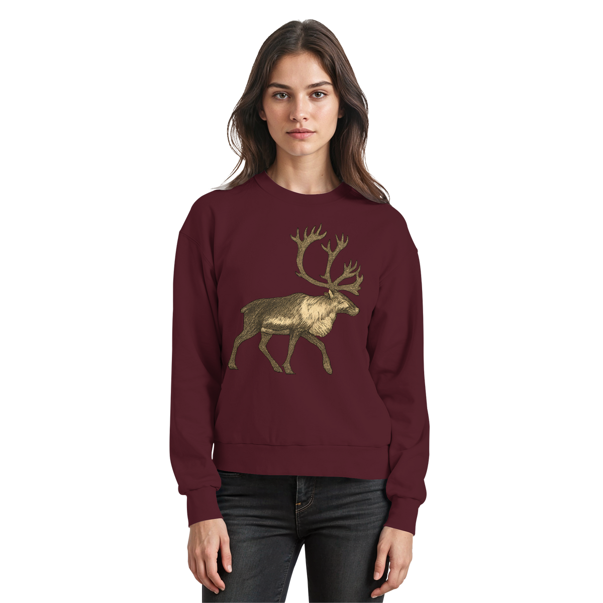 Arvenzo Tundra Walk sweatshirt in burgundy, front view showing a casual sweatshirt with a simple design and comfortable fit.
