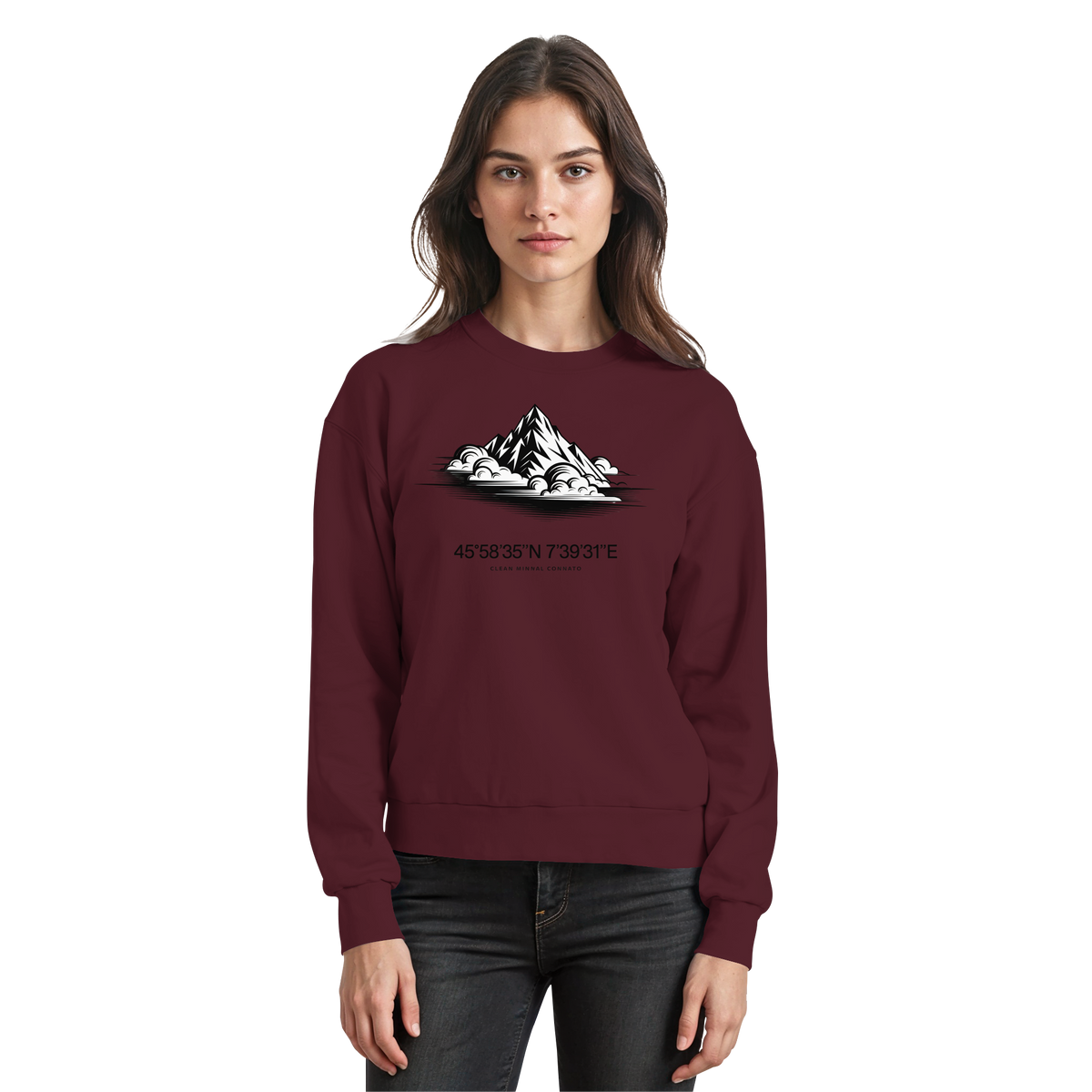 Arvenzo Summit Point Sweatshirt in burgundy, front view showcasing a casual, comfortable sweatshirt with a simple design.
