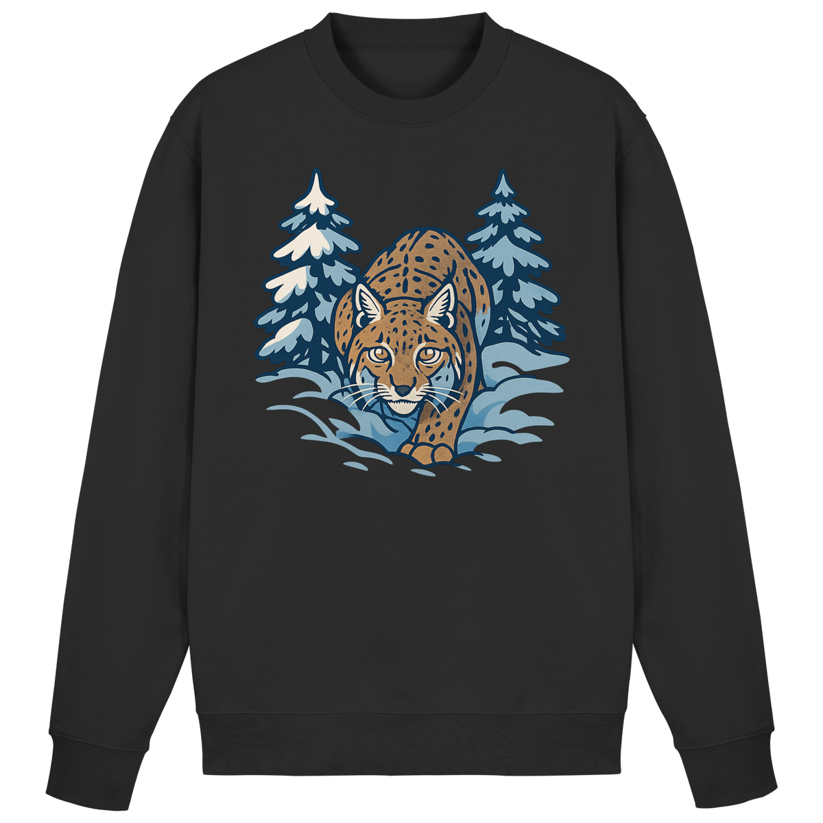 Black Arvenzo Snow Lynx sweatshirt with front logo, soft fabric, and casual fit, displayed in a front view.
