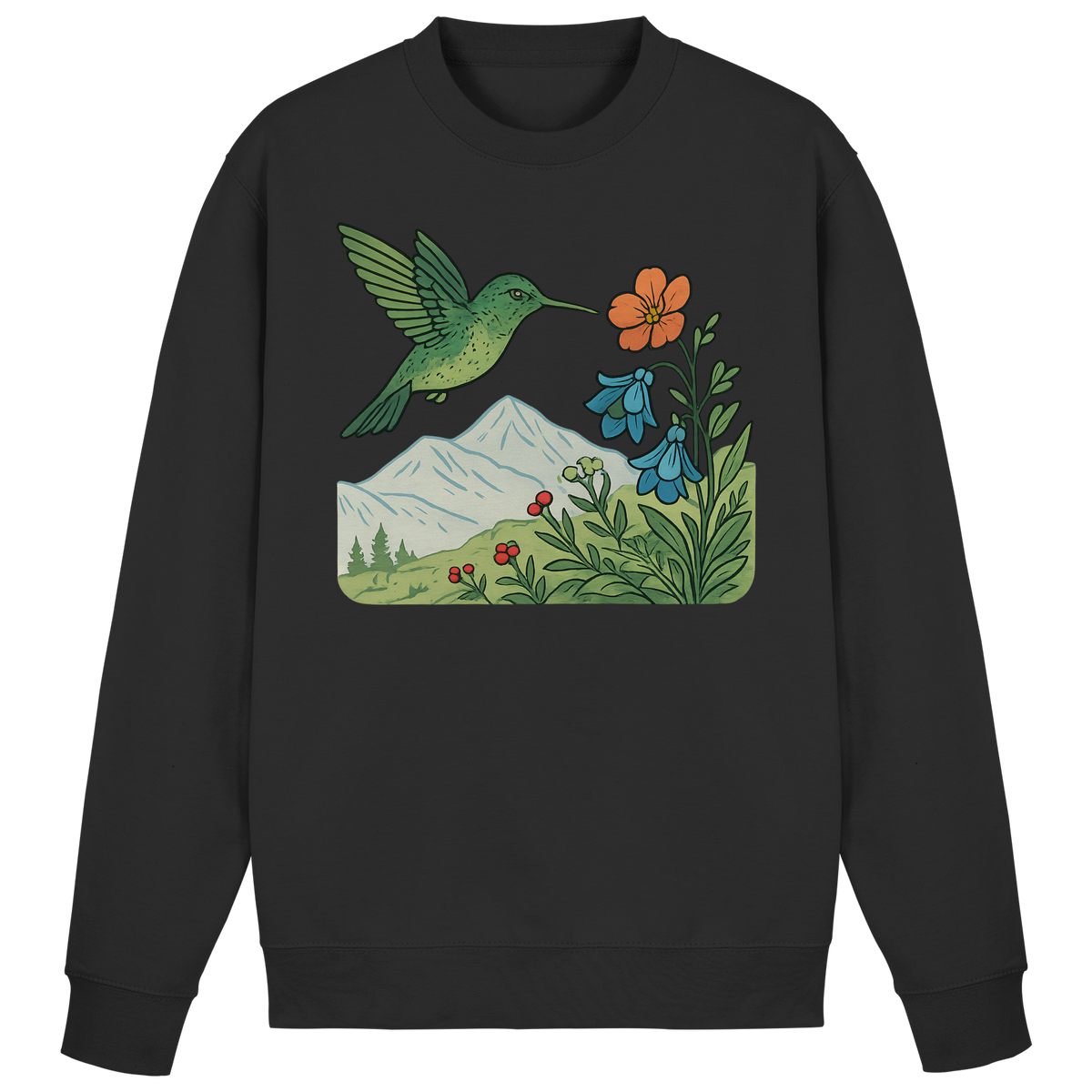 Black Arvenzo Bloom Wing sweatshirt featuring a front design, soft fabric, and a casual fit for everyday comfort.