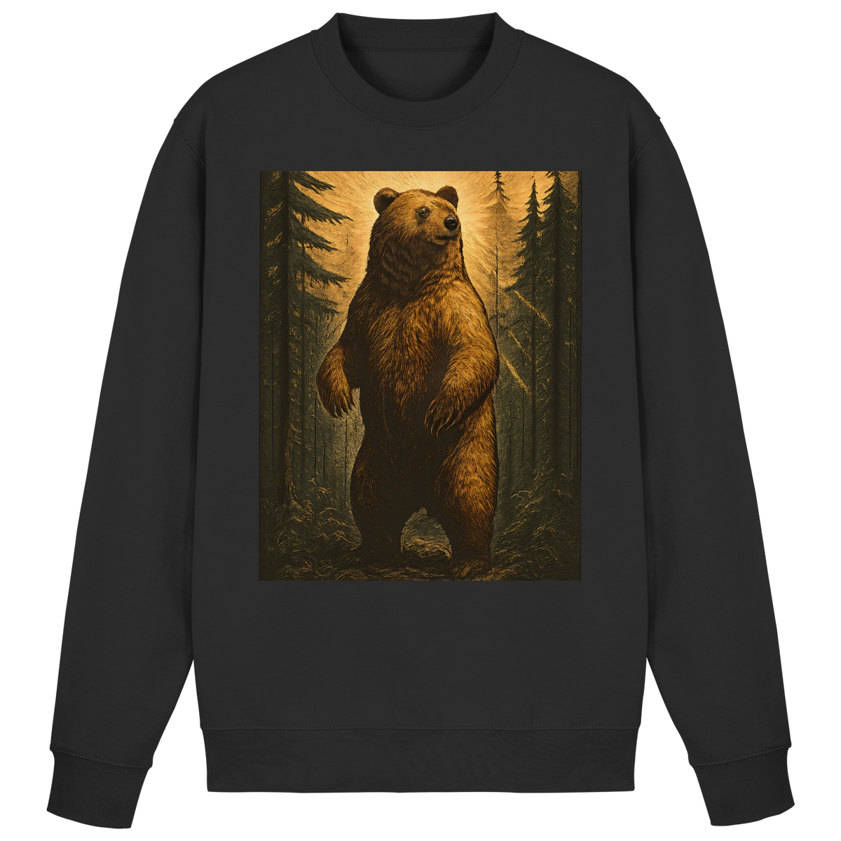 Black Arvenzo Deep Timber sweatshirt with a simple crew neck and minimal design, front view showing soft fabric and relaxed fit.
