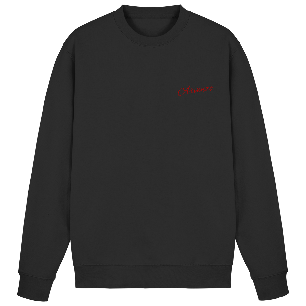 Black Arvenzo Pure Ground sweatshirt displayed from the front, featuring a simple, classic crewneck design.