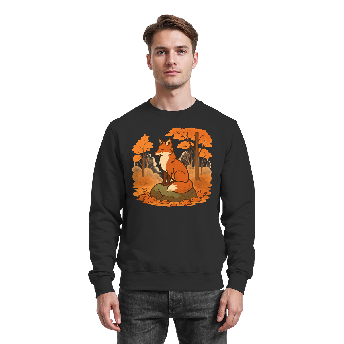 Black Arvenzo Ember Trail sweatshirt shown from the front, featuring a classic crewneck design and soft fabric.