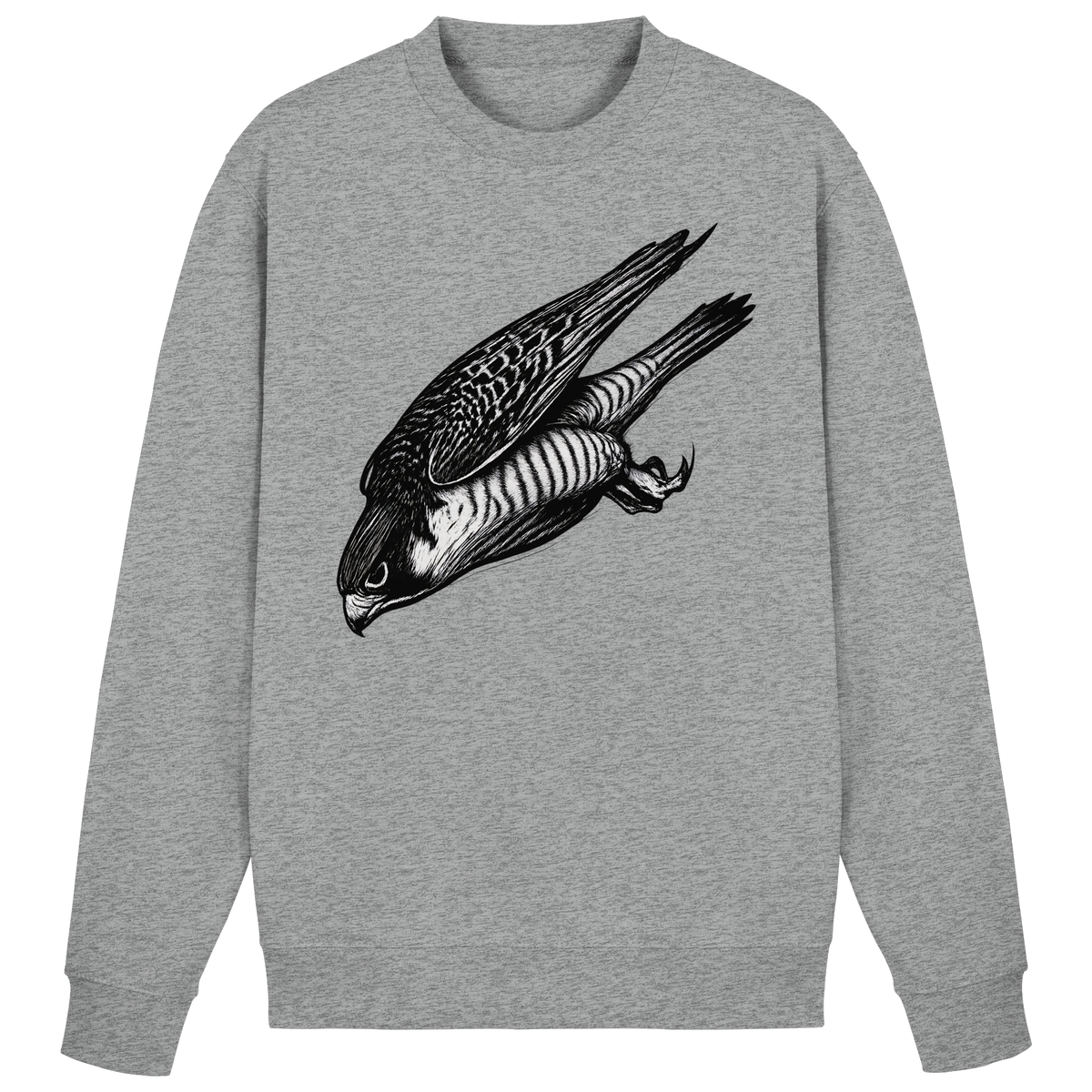Arvenzo Swift Dive sweatshirt in heather grey, front view showing a classic crewneck design and soft fabric.