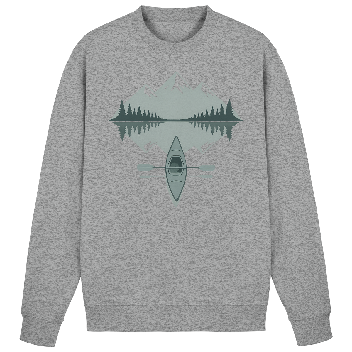 Heather grey Arvenzo Mirror Lake sweatshirt displayed from the front, featuring a classic crew neck and soft fabric.