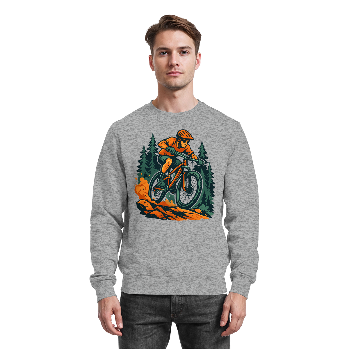 Heather grey Arvenzo Dirt Rush sweatshirt shown from the front, featuring a simple, classic crew neck design and soft fabric.