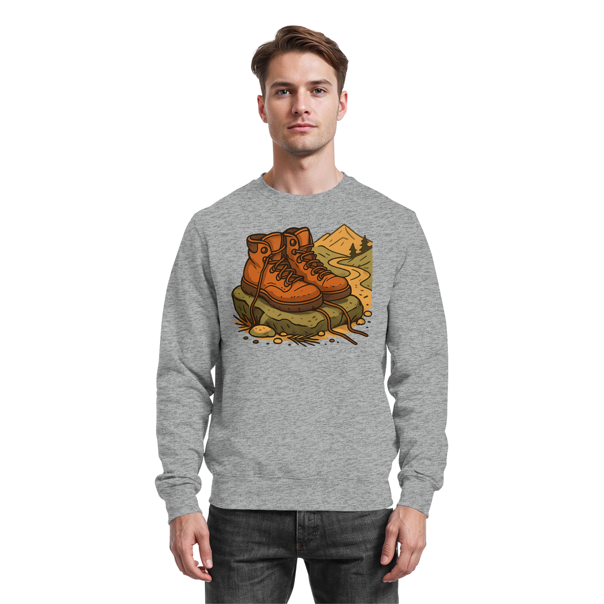 Heather grey Arvenzo Trail Rest Sweatshirt front view, casual sweatshirt with a relaxed fit and soft fabric for outdoor activities.