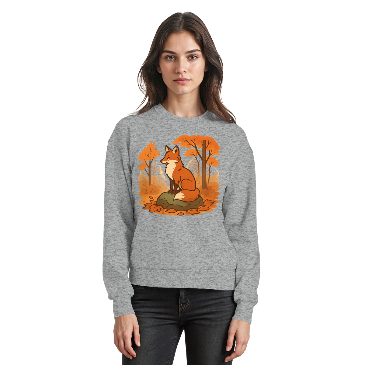 Arvenzo Ember Trail sweatshirt in heather grey, front view showing soft fabric and classic crewneck design.