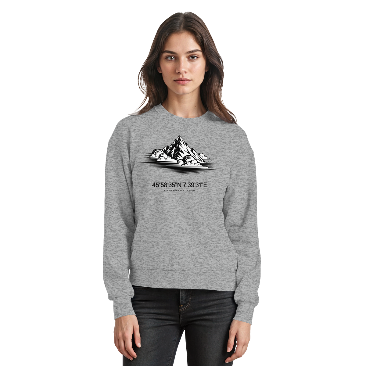 Heather grey Arvenzo Summit Point sweatshirt shown from the front, featuring a classic crewneck and relaxed fit.