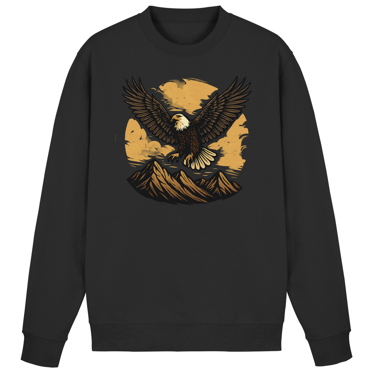 Black Iron Wing Sweatshirt by Arvenzo, front view showing the minimalist design and comfortable fit.