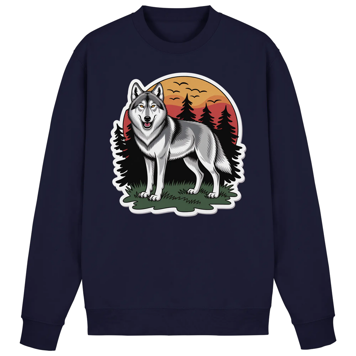Navy blue Arvenzo Lone Dusk sweatshirt with a front design, casual fit, and ribbed cuffs and hem.