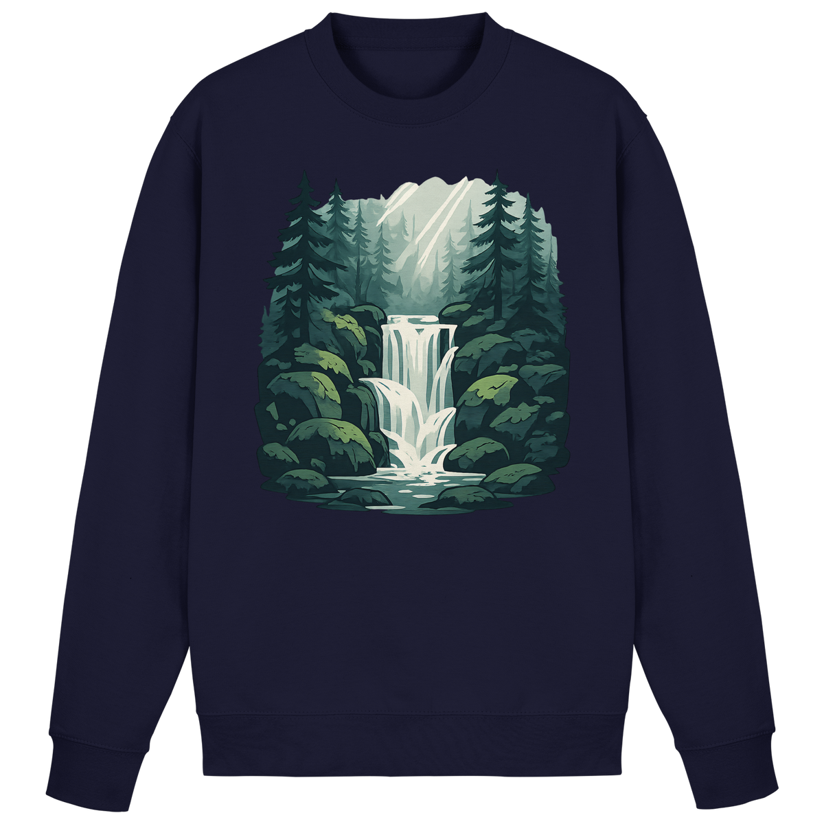 Arvenzo Fall Creek sweatshirt in navy blue, front view showing a classic crewneck design and comfortable fit.