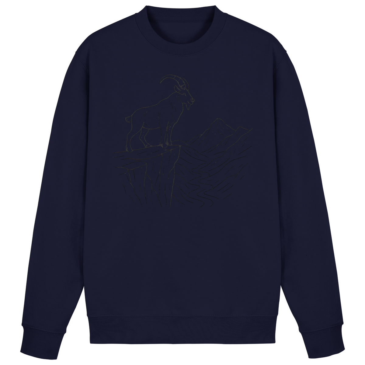 Arvenzo Cliff Edge navy sweatshirt showing a front view with a simple, classic design and crew neckline.