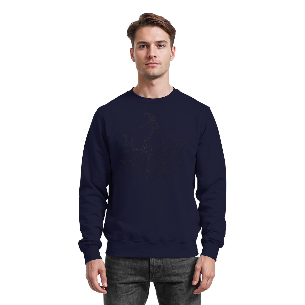 Arvenzo Cliff Edge Navy sweatshirt with a front basic design, made from comfortable fabric, shown in oxford navy color.
