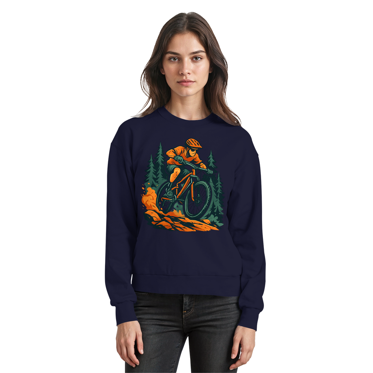 Arvenzo Dirt Rush sweatshirt in navy, front view showing a classic crewneck design and soft fabric.